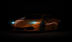 Lamborghini Huracan Evo garé dans le noir