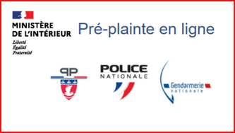 Logo des forces impliqués dans la pré plainte en ligne : police nationale, gendarmerie, ministère de l'intérieur