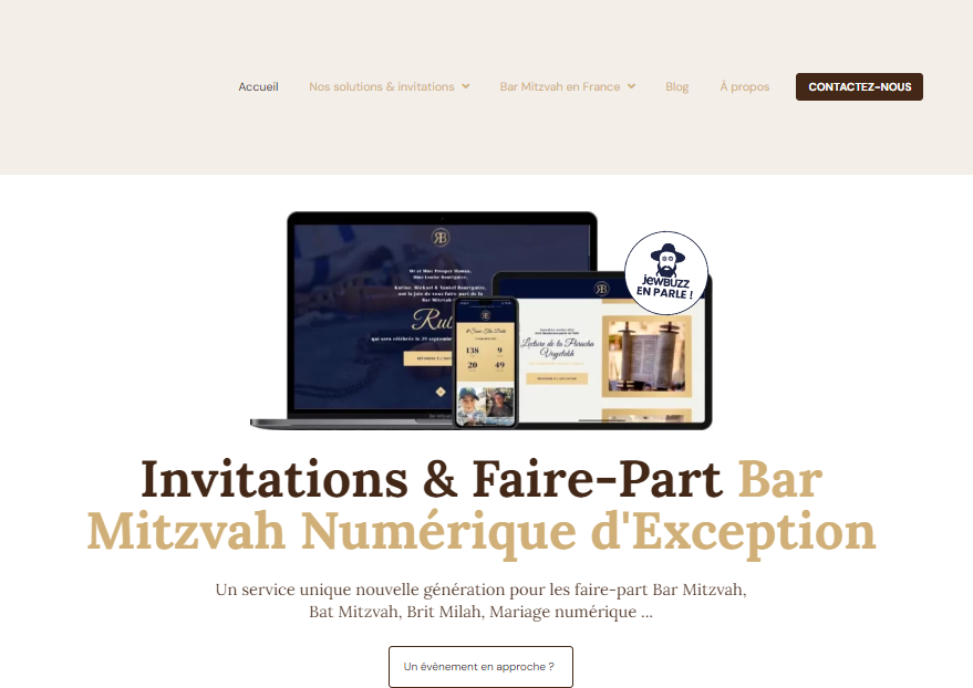 Page d'accueil de la plateforme Bar-Mitzvah.fr