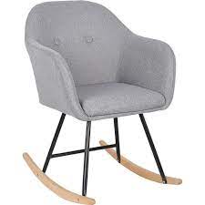 fauteuil design en tissu gris et pieds en bois de Woltu