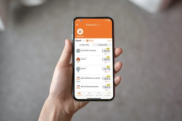 Interface de l'application essence&co