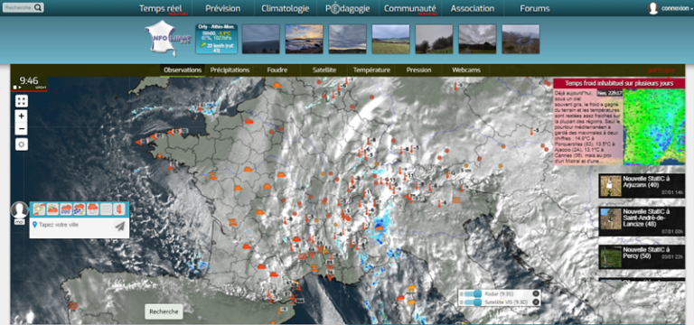 Capture d'écran de la plateforme du forum infoclimat