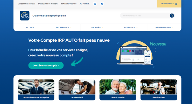 Page d'accueil de IRP Auto